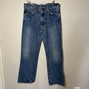 NWT Abercrombie Fitch Kids Boys Kilburn‎ Blue Denim Bootleg Jeans Sz 16 Y2k